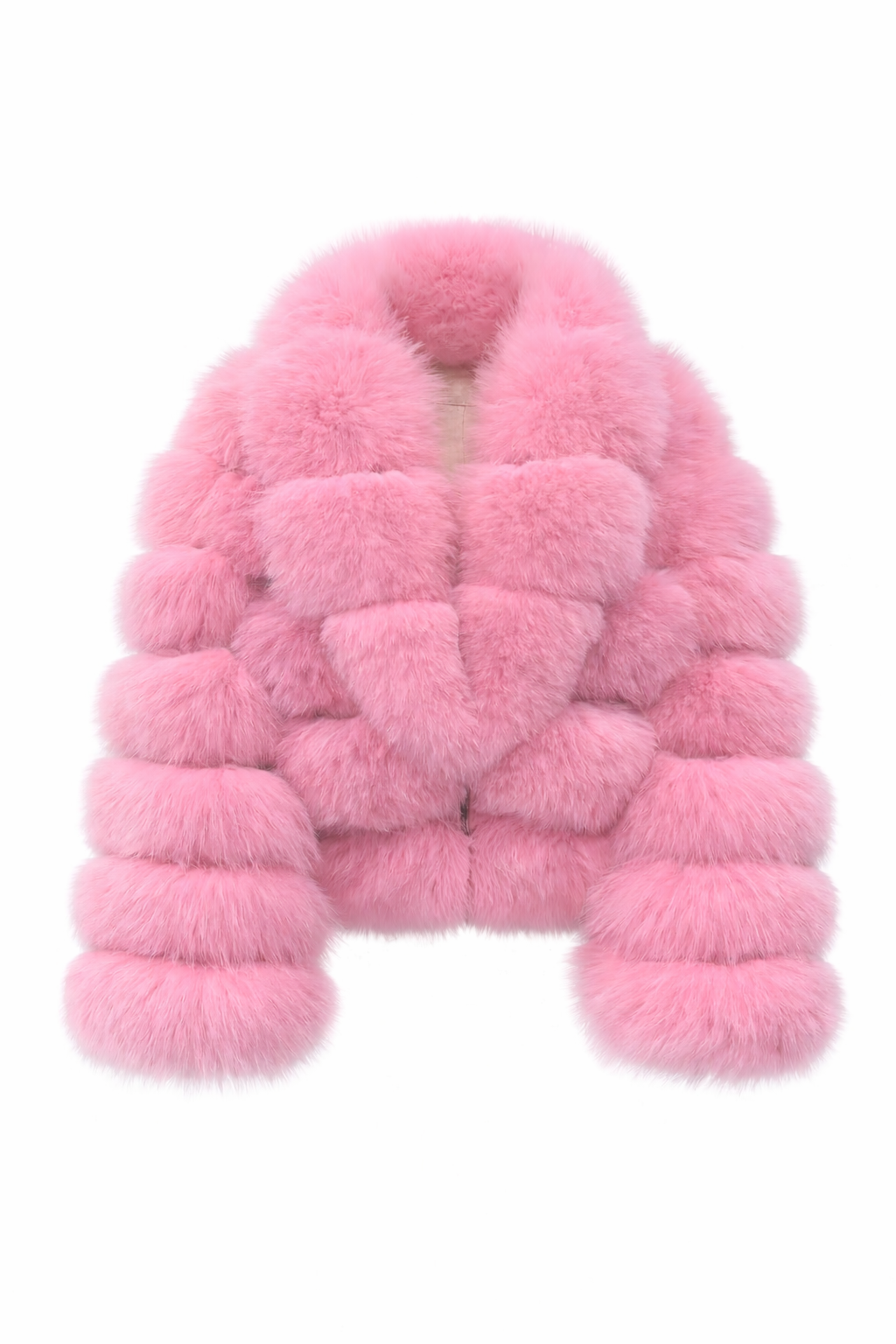 Luxury Pink Real Fox Fur Jacket for Women – Genuine Fur Winter Coat, Plush Statement Outerwear for Evening & Street Style